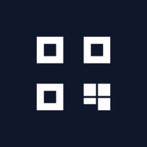 App-Icon von QR-Rechnung: vier weisse QR-Code-Ecken auf marineblauem Grund